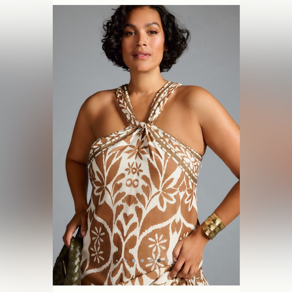 NWT Anthropologie Vineet Bahl Printed Halter Maxi Dress XL - Picture 2 of 16